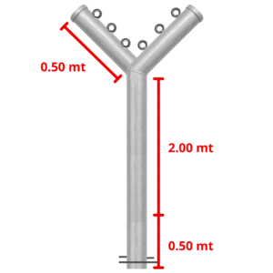 POSTE DOBLE GANSO CALIBRE 18 DE 2" X 3,5MTS (PARA MALLA DE 2 METRO DE ALTO)