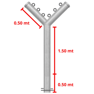 POSTE DOBLE GANSO CALIBRE 18 DE 2" X 3MTS (PARA MALLA DE 1.50 METRO DE ALTO)