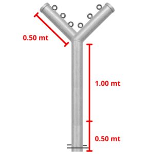 POSTE DOBLE GANSO CALIBRE 18 DE 2" X 2,5MTS (PARA MALLA DE 1 METRO DE ALTO)