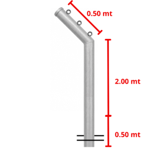 POSTE CON GANSO CALIBRE 18 DE 2" X 3MTS (PARA MALLA DE 2 METRO DE ALTO)
