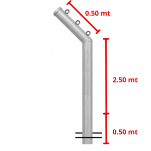 POSTE CON GANSO CALIBRE 18 DE 1 1/2" X 3,5MTS (PARA MALLA DE 2,50 METRO DE ALTO)