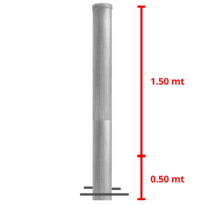POSTE SENCILLO CALIBRE 18 DE 2" X 2MTS (PARA MALLA DE 1.50 METRO DE ALTO)